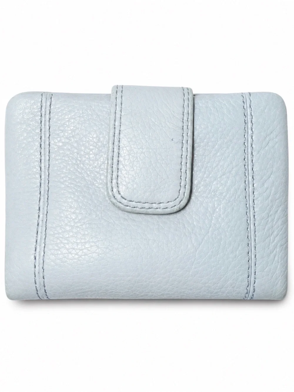 Fossil Light Blue Gray Pebbled Leather Wallet